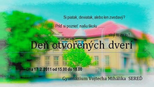 Deň otvorených dverí na Gymnázium Vojtecha Mihálika